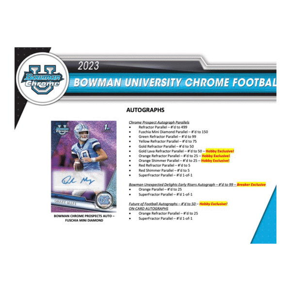 2023 Bowman University Chrome Football Hobby Box - Image 6