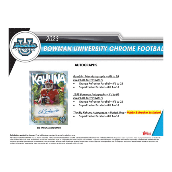 2023 Bowman University Chrome Football Hobby Box - Image 5