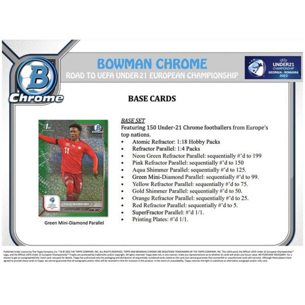 2022 Bowman Chrome Road to UEFA Under 21 European Championship Soccer Hobby 12 Box Case - Image 2